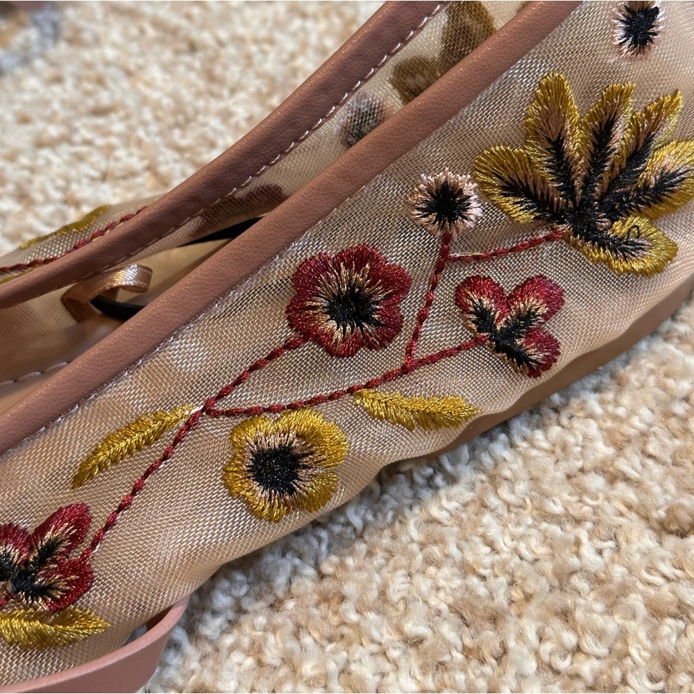 Zara Embroidered Mesh Ballet Flats - Floral - Mauve - EU39 - Picture 3 of 6